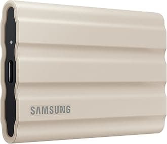 Samsung T7 Shield Portable SSD 2TB USB 3.2 Gen2 External SSD, Beige, Up to 1,050MB/s, Rugged, IP65 Water & Dust Resistant, for Photographers, Content Creators and Gaming, Mac Compatible, MU-PE2T0K