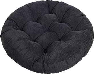 Tiita Floor Pillows Cushions Round Chair Cushion Outdoor Seat Pads for Sitting Meditation Yoga Living Room Sofa Balcony 22x22 Inch, Black