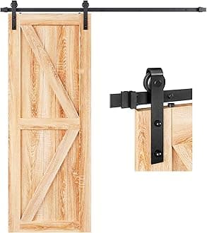 EaseLife 5.5 FT Heavy Duty Sliding Barn Door Hardware Track Kit,Basic J Pulley,Slide Smoothly Quietly,Easy Install (5.5FT Track Kit for 30"~33" Wide Single Door)