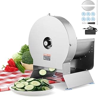 Electric Vegetable Slicer, 0-0.5"/0-12mm Thickness Adjustable Commercial Slicer Machine, Convertible to Manual, Stainless Steel Food Cutter Slicing Machine, Large Feed Port for Potato, Tomato