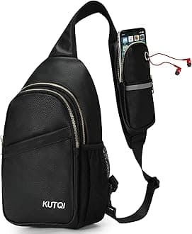 KUTQI Leather Sling Backpack Crossbody Sling Bag for Women Travel Bag for Walking Shopping