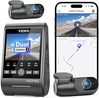 VIOFO A229 Plus 3 Channel Dash Cam, Dual STARVIS 2 Sensors, 3-Channel HDR, 1440P+1440P+1080P Front Inside and Rear Car Camera, 5GHz Wi-Fi, Voice Control, Ultra-Precise GPS, 24 Hours Parking Mode
