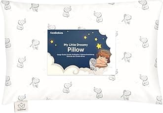 Toddler Pillow with Pillowcase - 13x18 My Little Dreamy Pillow, Organic Cotton Toddler Pillows for Sleeping, Kids Pillow, Travel Pillows, Mini Pillow, Nursery Pillow, Toddler Bed Pillow (Elly)