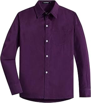 Spring&Gege Boys' Long Sleeve Dress Shirts Formal Uniform Woven Solid