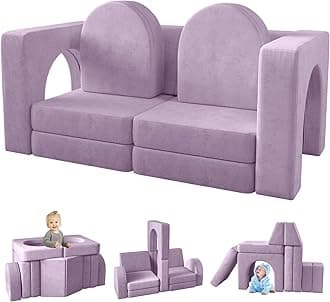 wanan Kids Couch 10PCS, Modular Kids Play Couch for Playroom Bedroom, 10 in 1 Multifunctional Kid Sofa for Playing, Creativing, Sleeping, Indoor Toddler Couches for Boys and Girls (Blueberry)