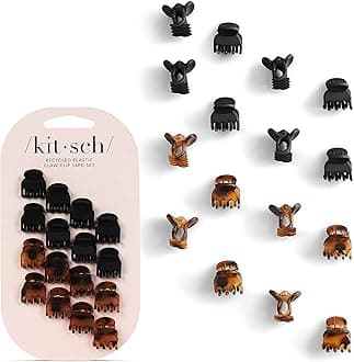 Kitsch Mini Claw Clips for Women - Stylish Small Hair Clips for Kids | Stays In Place Without Pulling or Snagging | Durable & Sturdy Plastic | Ideal Gifts for Women - Tortoise & Black, 16 Pcs