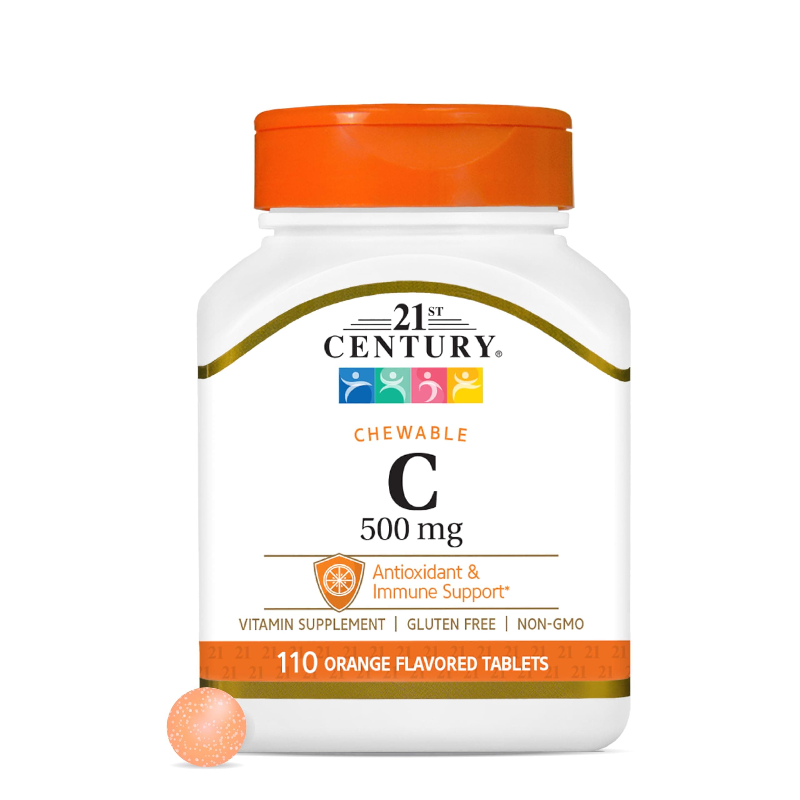 21st Century Vitamin C 500 mg Chewable Tablets, Orange, 110 Count