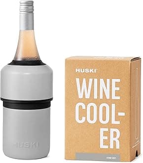 Huski Wine Cooler - Iceless Design | Keeps Wine Cold Up to 6 Hours | Next-Gen Ice Bucket | Fits Select Champagne Bottles | for Wine Lovers (Stone Grey)