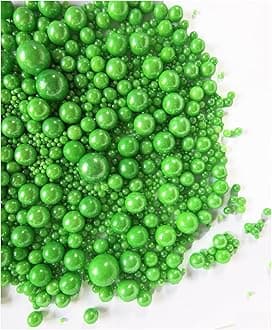 Edible Christmas Green Pearl Sugar Sprinkles Candy Baking Edible Cake Decorations Cupcake Toppers Cookie Decorating Celebrations Wedding Shower Party Chirstmas Supplies 120g/ 4.2oz