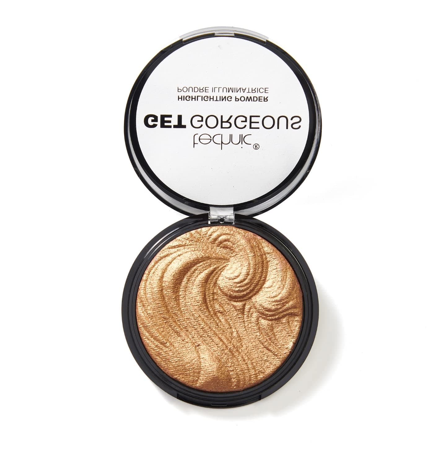 Get Gorgeous Highlighting Powder - Pressed Shimmer Face Makeup Compact for a Golden Glow. Shade: 24CT Gold