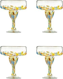 10 Strawberry Street Pueblo Mexican Glassware, Margarita, Set of 4