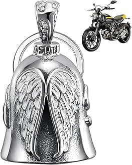 Guardian Bells, Guardian Bell For Bike, Elegant Angel Wings Charm Lucky Keychain for Man Husband As a Birthday Present Guardian Bell Motorcycle Gifts Keychain For Bike