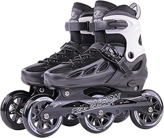 PAPAISON Adult Adjustable Inline Skates for Men Women with 3 100mm Wheels, Outdoor Blades Female Male Fitness Speed Racing Skates, Roller Skates for Teens Boys Girls