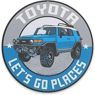 Toyota FJ Cruiser Let's Go Places Round Metal Sign - Fun Toyota Sign for Garage, Shop or Man Cave