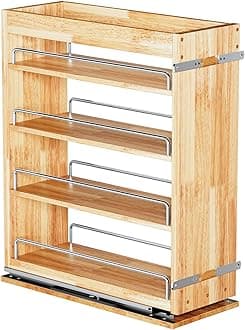 4 Tier Pull Out Spice Rack Holder Shelves (8" W x 22" D), spice organization for cabinet Storage Organization, pull out spice racks for inside cabinets
