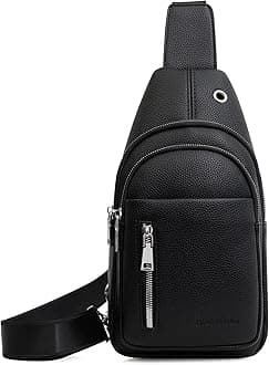 Seoky Rop Sling Backpack for Men Leather Chest Bag Crossbody Shoulder Bags for Cycling Travel