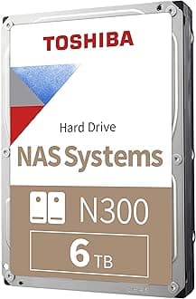 Toshiba N300 6TB NAS 3.5-Inch Internal Hard Drive - CMR SATA 6 GB/s 7200 RPM 512 MB Cache - HDWG760XZSTA