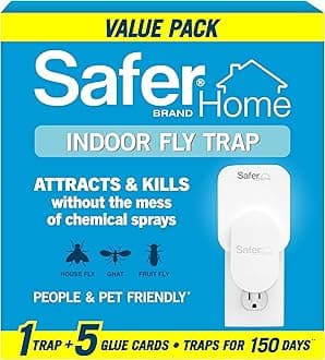 Home Indoor Plug-in Fly Trap - SH502-1R5SR - Effective Fruit Fly Traps for Indoors, Gnat Traps for House Indoor, 400 Sq Ft Protection - Style: 1 Device + 5 Glue Cards