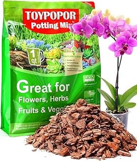 TOYPOPOR Orchid Potting Mix, Orchid Bark with Perlite, Potting Soil Medium for Plants Indoor, Pine Bark Wood Chips for Houseplant Fast Drainage, Water Retention, Air Flow and Root Ventilation 1 Quart