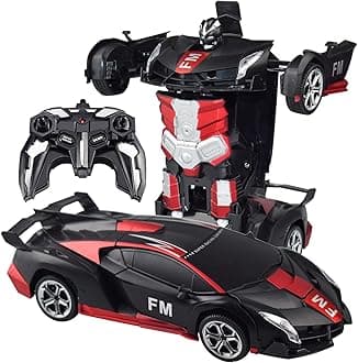 Remote Control Car Transform Robot Car, One Click Deformation, 2.4Ghz Anti-Jamming, 360 Degree Rotation Drift, Christmas Birthday Gift Toys for 3,4,5,6,7,8 Years Old Boys Girls (Frosted red)