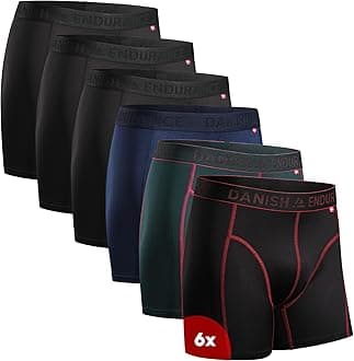 Mens Boxers, Anti Chafing Underwear, Long Leg or Regular, Sports Underwear Men, Moisture Wicking, Breathable Running Boxers, 6 Pack