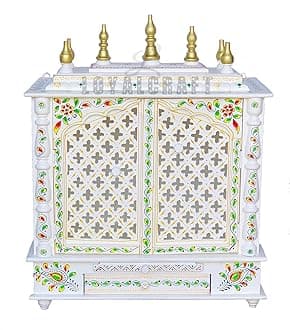 LOYALCRAFT Wooden Temple Large Size mandir/god Stand for/Pooja Stand/mandap/mandapam/Pooja mandir with Doors (Large 24x12x30 WxDxH INCH, White)