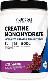 NutricostCreatine Monohydrate Powder (Grape, 500 Gram) - Micronized Creatine Supplement - Vegan, Non-GMO, Gluten Free