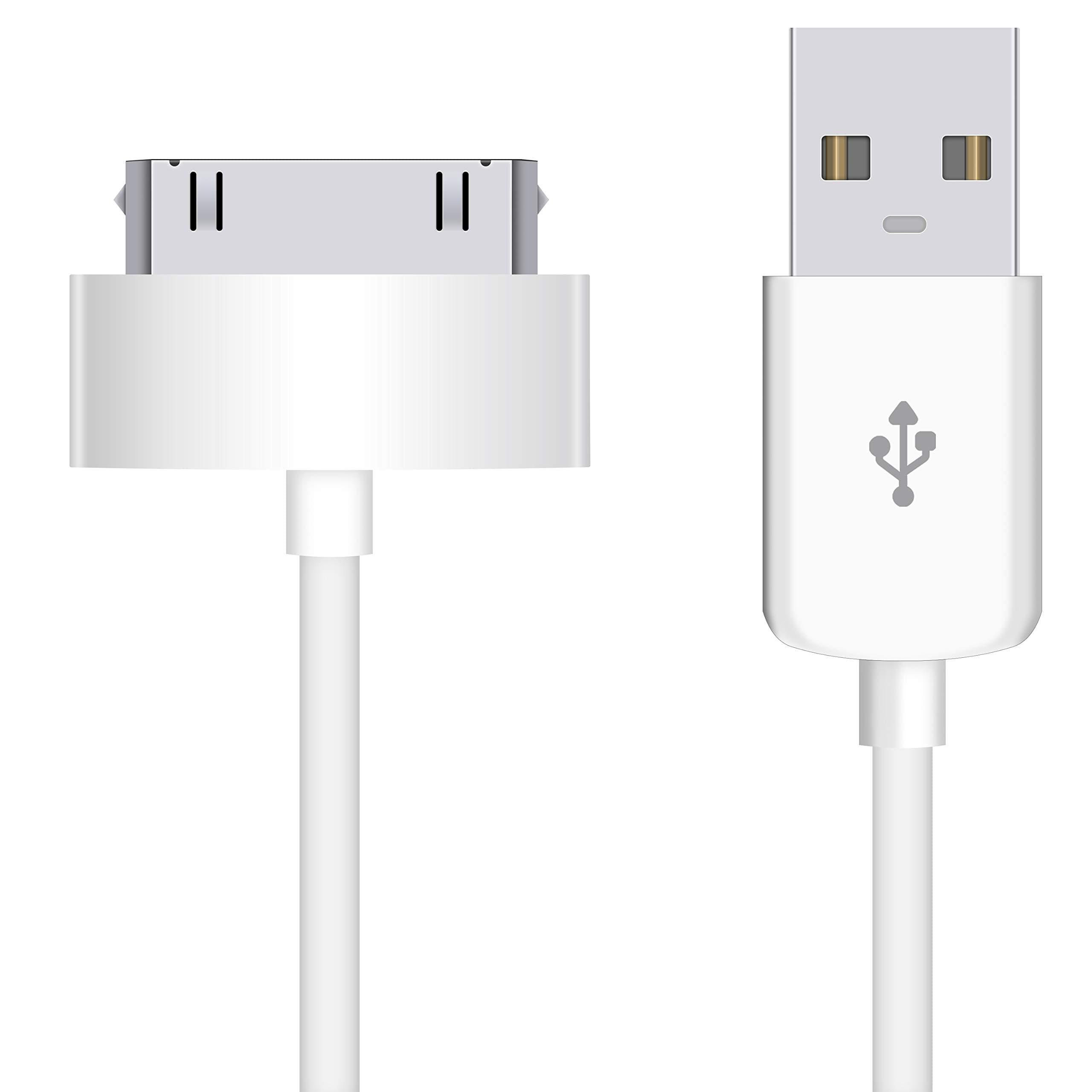 Vibe USB Sync and Charging Data Cable for iPhone 4/4s, iPhone 3G/3GS, iPad 1/2/3, iPod, 30-Pin Cables Charger Lead - 1M White