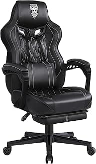 Vonesse Gaming Chair, Computer Office Chair with Footrest, Reclining Gaming Chairs for Adults, Big and Tall Ergonomic Gaming Chair with Lumbar Support and Massage (Black)