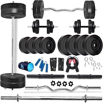 BodyFit Stainless Steel (16Kg-100Kg) Weight Plates Home Gym Dumbell Set, Dumbbell Fitness Exercise Gym Set Kit. (30 Kg Weight Set), Black