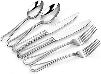 Silverware Set With Steak Knives, 48 Piece Stainless Steel Silverware Set for 8, Stainless Steel 18/10 Flatware, Ideal For Gift