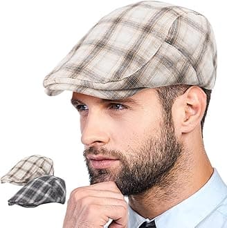 LADYBRO 2Pack Unisex Flat Cap Newsboy Hats for Men Women, Scally Cap Summer Hat for Golf