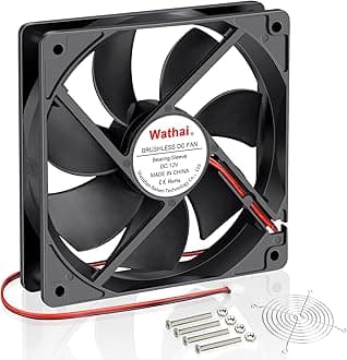 Wathai 120mm 12V 0.45A 2Pin DC Brushless Cooling Fan - 120x120x25mm - 105CFM - 3000RPM - 35dBA - 40,000 Hour Lifespan - PC Case Fan - Desktop Compatible
