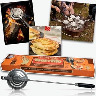Sandwich Grill XL, Handheld Panini Press & Sandwich Maker, Cast Aluminum Pie Iron, Portable Hot Pocket & Dessert Cooker, Ideal for Camping, RV, Stovetop, Grill, Campfire, Outdoor Cooking