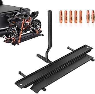 NIHAO Heavy-Duty Steel Motorcycle Hitch Carrier with Loading Ramp & 7 Ratchet Straps, Fits 2" Receiver, Supports Tires up to 7.4" Wide – Max Load 600 Lbs