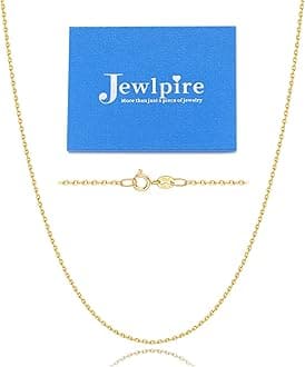 Jewlpire 24k Over Gold Chain Necklace for Women, 1.1mm Italian Quality Cable Chain Gold Chain for Women Thin & Lightweight & Sturdy Women's Chain Necklaces, 20 Inches