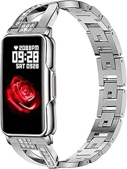 Luxury Silver Fitness Tracker Smart Bracelet for Women Stylish Beautiful Ladies Smart Watch with Pedometer Sleep Message Notification Stainless Steel 1.47" Full Touch Screen