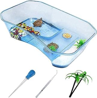 PINVNBY Turtle Tanks Topper,Pet Turtles Tank,Aquarium Tank,Turtle Topper Basking Platform,Turtle Tank Aquarium,Reptile Habitat,Turtle Habitat, Plastic, Safe, Non-Toxic(Blue)