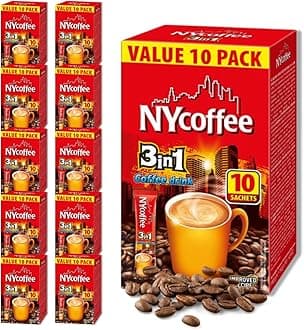 NY COFFEE 3 IN 1 BOX (10 x 10 SACHETS) - 3 in 1 Coffee Sachets Bulk Coffee | Instant Coffee Sachet