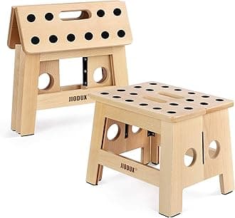JioduxWooden Step Stool 2rd Generation,Step Stool for Kids Children & Adult-Folding Step Stool for Living Room,Bedroom,Laundry Room or Garden | Patented Product - Wooden Stool - 8.8" Height