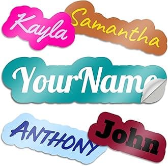 - VulgrCo Custom Name Vinyl Stickers - Customizable Full Color Print Text Personalized to You Decal for Water Bottle, Phone, Bumper, Window, More! Waterproof, Dishwasher Safe, UV and Fade Resistant