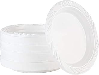 100 Count Disposable 6 Inch White Plastic Dessert Plates