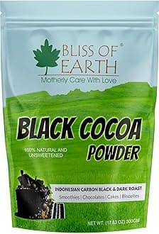Bliss of Earth Black Cocoa Powder Natural and Unsweetened Carbon Black & Dark Roast Perfect for Cooking & Baking Cakes, Biscuits, Oreo, Chocolates, Smoothies 500GM