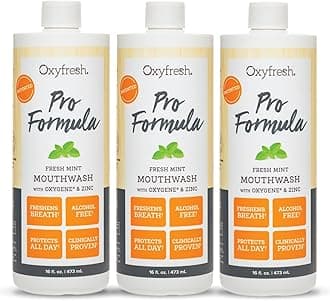 Oxyfresh Pro Formula Fresh Mint Mouthwash – Patented Zinc Mouthrinse for Fresh Breath, Healthy Gums & Bad Breath Treatment for Adults - Dye, Fluoride & Alcohol Free (16 oz Pack of 3)