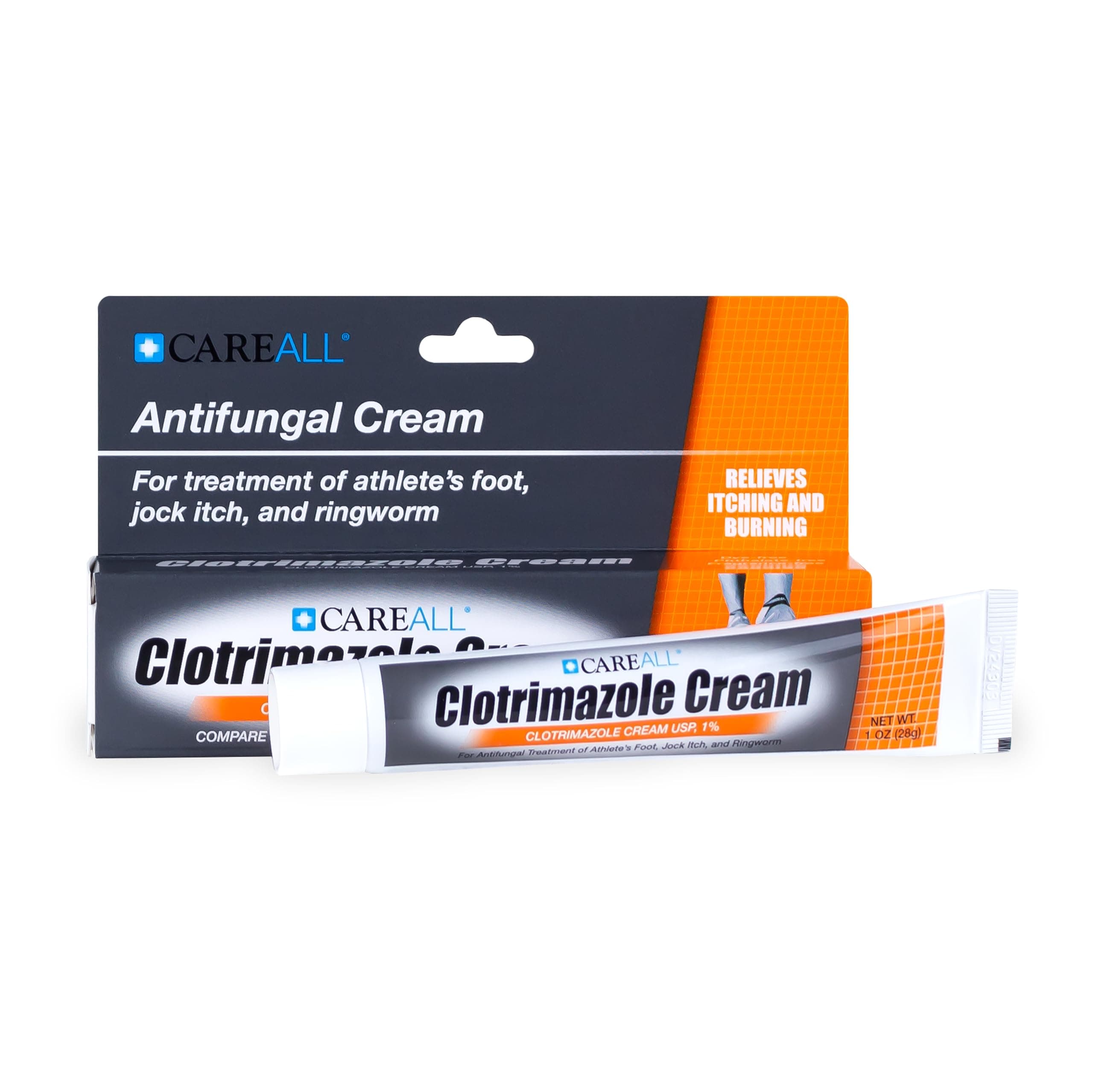 CareAll Clotrimazole Antifungal Cream 1% USP 1.0 oz., Cures Most Athlete’s Foot, Jock Itch and Ringworm, Sooths and Relieves Itching, Burning and Cracking from These Conditions