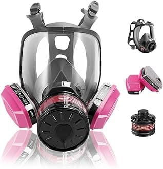 Gas Mask with 40mm Activated Carbon Filter, Full Face Respirator Mask with 60921 Filter Cartridges for Asbestos, Fume, Resin, Dust and Organic Vapor Gas