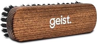 Geist. Leather & Upholstery Cleaning Brush Large | For Car Seats, Sofas, Alcantara, Fabric, Velvet, Shoes, Boots, Bags | Brown Wooden Handle with Synthetic Bristles