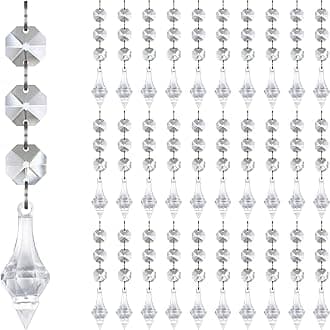Jishi 30pk Crystal Finial Christmas Ornaments - Clear Plastic Acrylic Crystal Drop Finial Ornaments for Christmas Tree, Winter Xmas New Years Party Supplies