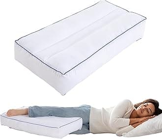 HOMBYS Knee Pillow for Side Sleepers with Blue Edge, 5" Height Cotton Cover Pillow Between Legs for Aligns Spine & Relieves Pressure Hip & Leg Elevation, Supportive Pillow for Knee