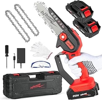 Mini Chainsaw Cordless, 6 Inch Portable Electric Chainsaw, One-Hand Handheld Small Chain Saw for Cutting Wood Trimming and Woodworking- Mini Chain Saw Battery Powered with 2 Batteries